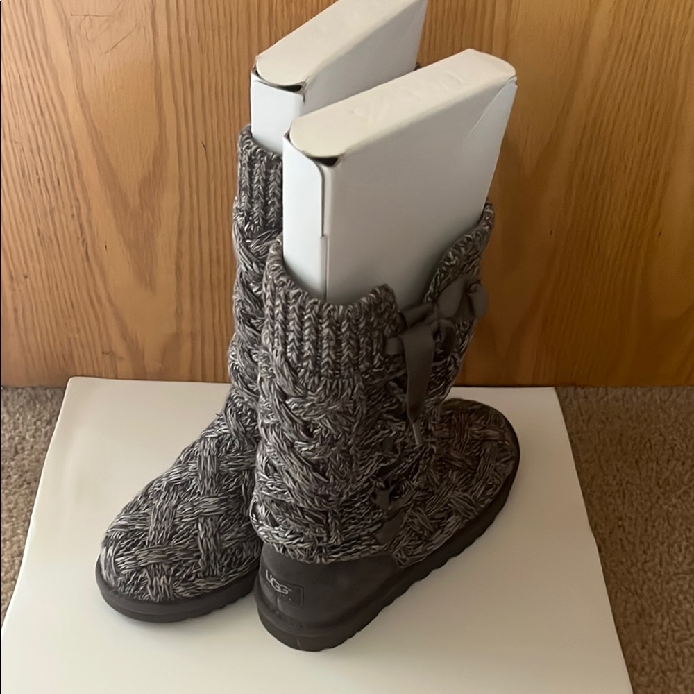 UGG Gray Winter Knit Boots
